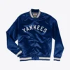 New York Yankees Lightweight Raglan Blue Satin Varsity Jacket