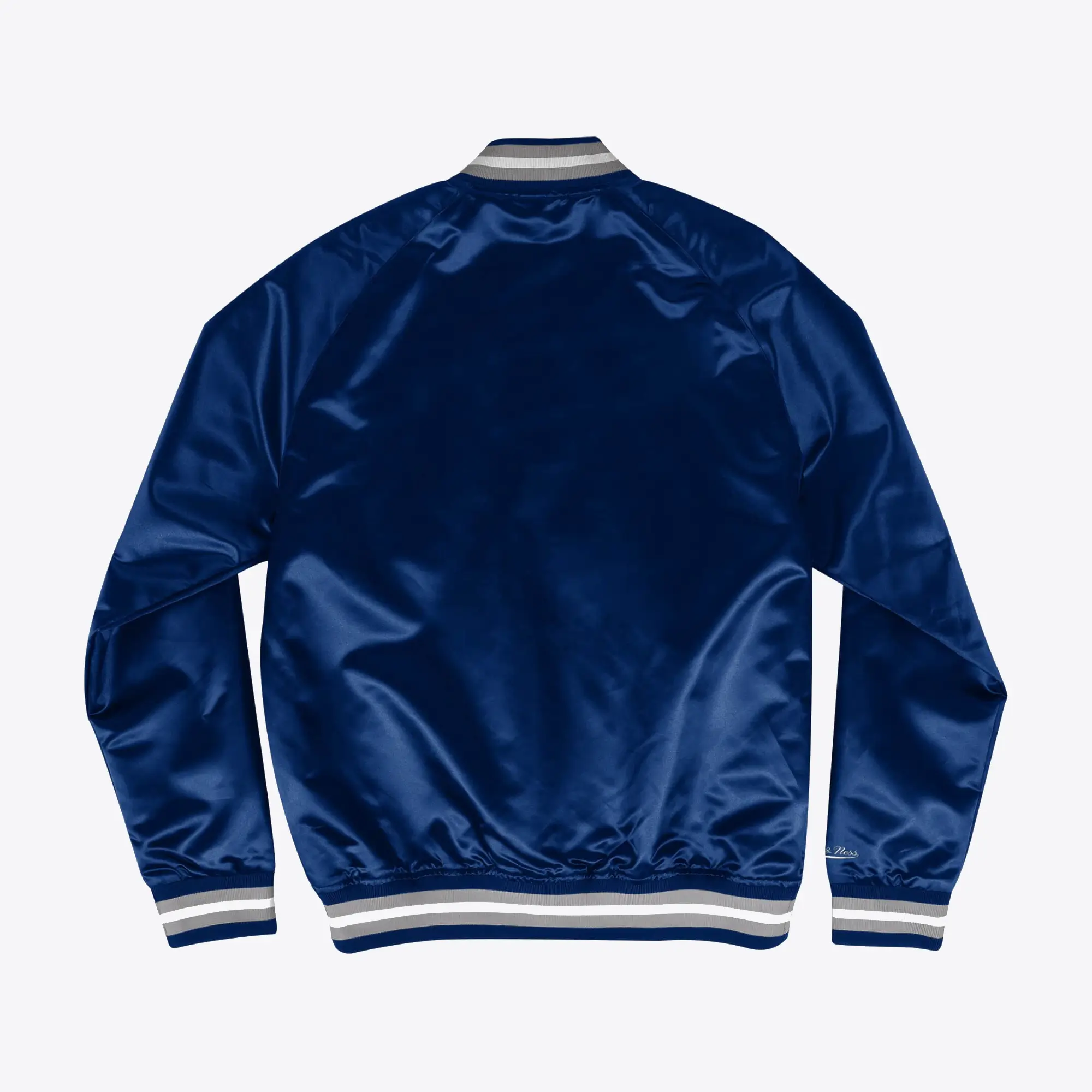 New York Yankees Lightweight Raglan Blue Satin Varsity Jacket - Image 2
