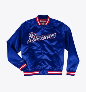 Atlanta Braves Lightweight Raglan Full-Snap Satin Varsity Jacket