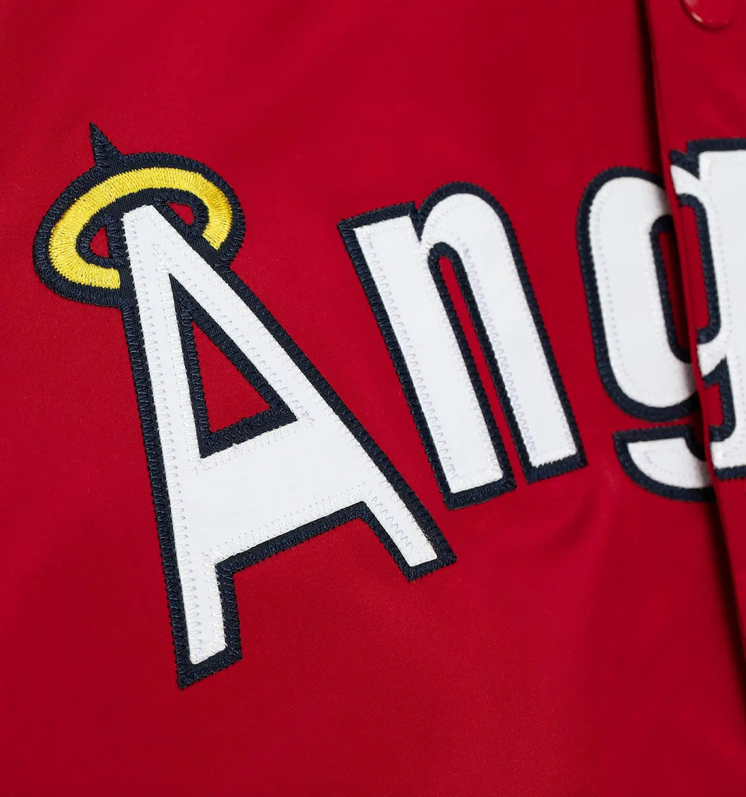 Los Angeles Angels Lightweight Raglan Full-Snap Satin Varsity Jacket - Image 3