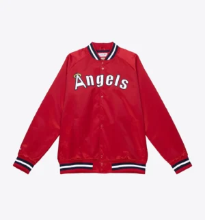 Los Angeles Angels Lightweight Raglan Full-Snap Satin Varsity Jacket
