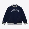 New York Yankees Lightweight Raglan Navy Satin Varsity Jacket
