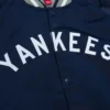 New York Yankees Lightweight Raglan Navy Satin Varsity Jacket - Image 3