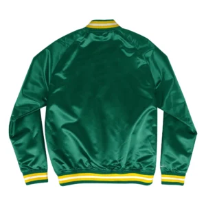 Alternative view of Oakland Athletics Lightweight Raglan Full-Snap Satin Varsity Jacket