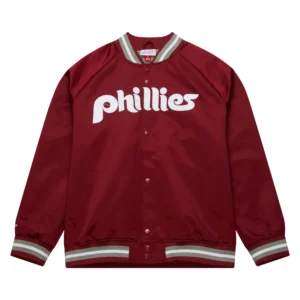 Philadelphia Phillies Lightweight Raglan Satin Maroon Jacket
