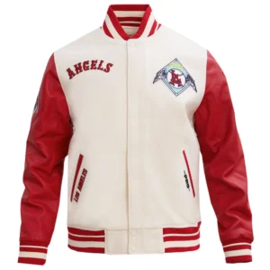 Los Angeles Angels Script Tail Wool & Leather Varsity Jacket