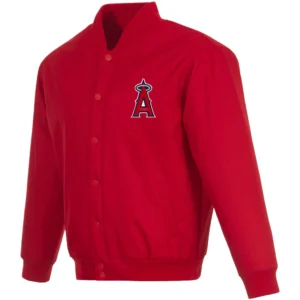 Los Angeles Angels Full-Snap Satin Varsity Red Jacket