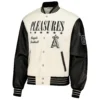 Los Angeles Angels PLEASURES Full-Snap Wool & Leather Varsity Jacket