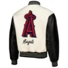 Los Angeles Angels PLEASURES Full-Snap Wool & Leather Varsity Jacket - Image 2