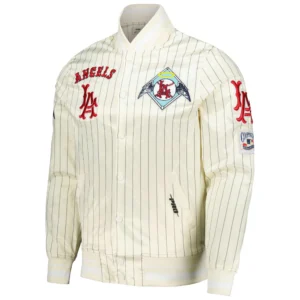 Los Angeles Angels Pro Standard Cooperstown Pinstripe Full-Snap Satin Varsity Jacket