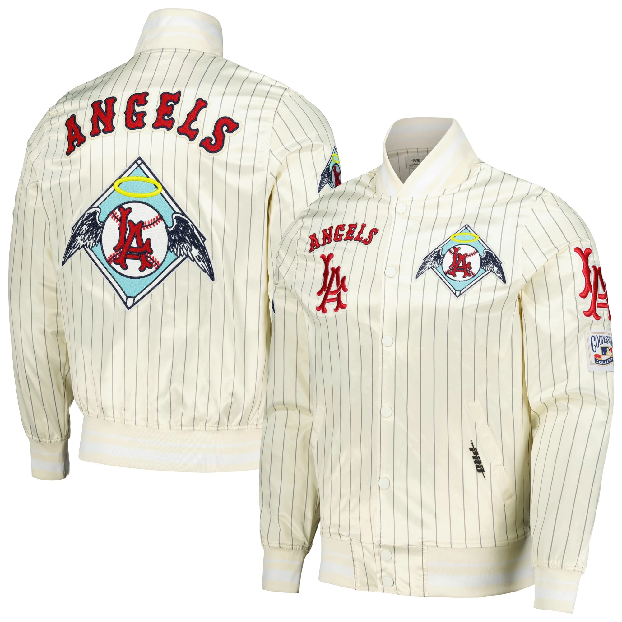 Los Angeles Angels Pro Standard Cooperstown Pinstripe Full-Snap Satin Varsity Jacket - Image 3
