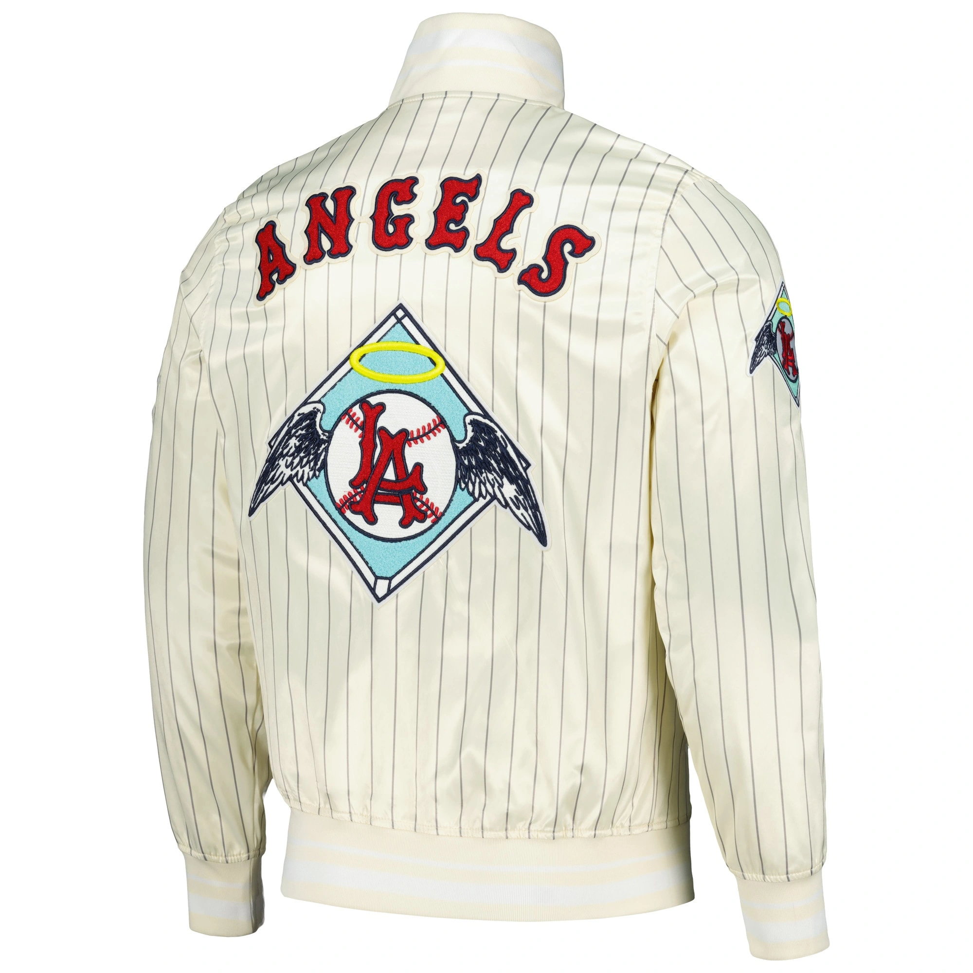 Los Angeles Angels Pro Standard Cooperstown Pinstripe Full-Snap Satin Varsity Jacket - Image 2