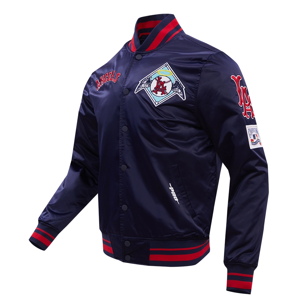 Los Angeles Angels Script Tail Full-Snap Satin Varsity Navy Jacket - Image 3