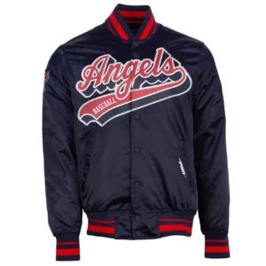Los Angeles Angels Pro Standard Script Tail Full-Snap Satin Varsity Navy Jacket