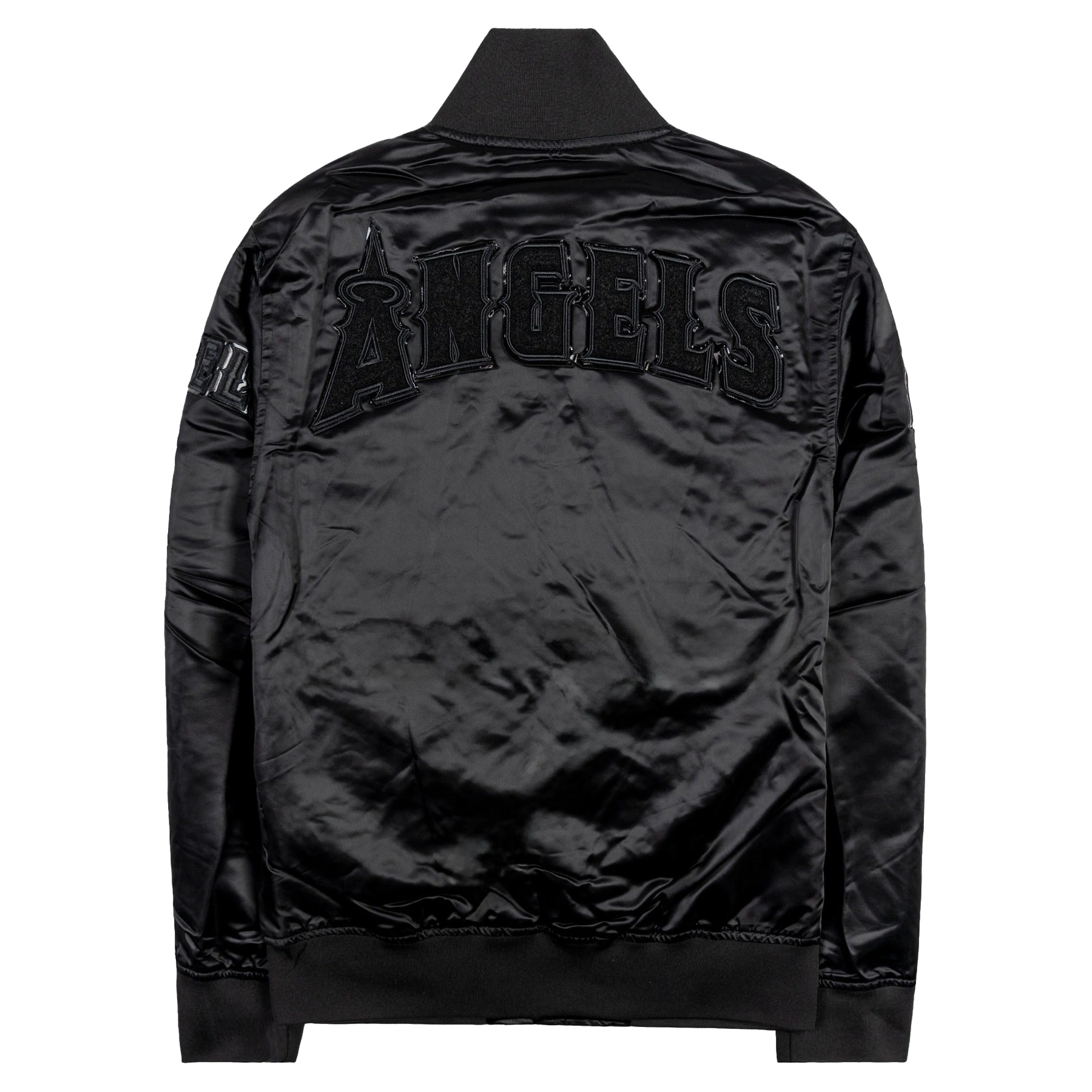 Los Angeles Angels Pro Standard Triple Black Full-Snap Satin Varsity Jacket - Image 2