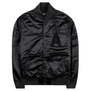 Los Angeles Angels Pro Standard Triple Black Full-Snap Satin Varsity Jacket