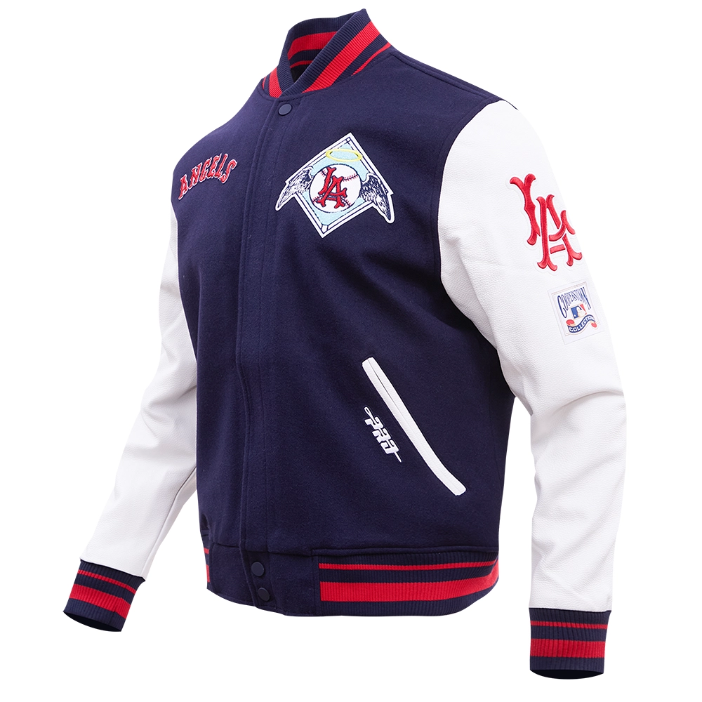 Los Angeles Angels Script Tail Wool & Leather Varsity Jacket - Image 3