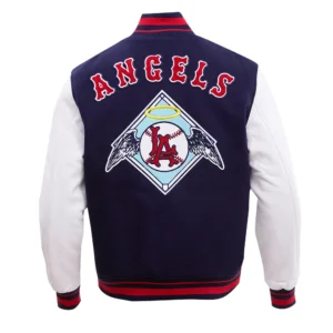 Alternative view of Los Angeles Angels Script Tail Wool & Leather Varsity Jacket