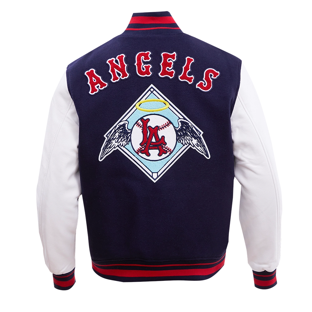 Los Angeles Angels Script Tail Wool & Leather Varsity Jacket - Image 2
