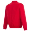 Los Angeles Angels Rib Knitted Full-Zip Satin Varsity Red Jacket - Image 2