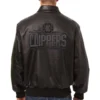 Los Angeles Clippers Bomber Varsity Full Leather Black Jacket - Image 2