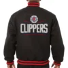 Los Angeles Clippers Domestic Black Full Wool One Color Varsity Jacket - Image 2