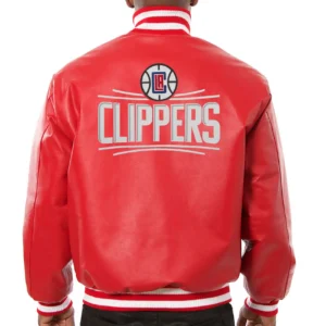 Alternative view of Los Angeles Clippers Full Leather Red Varsity Jacket