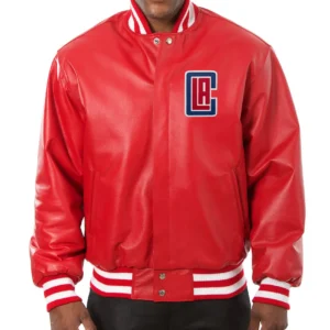 Los Angeles Clippers Full Leather Red Varsity Jacket