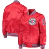 LA Clippers Starter The Diamond Classic Red Satin Varsity Jacket - Image 4