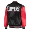 Los Angeles Clippers Starter The Enforcer Full-Snap Black & Red Satin Varsity Jacket - Image 2