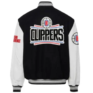 Alternative view of Los Angeles Clippers Wool & Leather Varsity Jacket Black & White