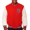 Los Angeles Clippers Two Tone Wool & Leather Varsity Jacket Red & White