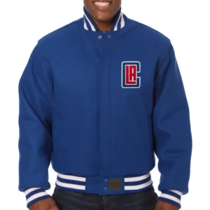 Los Angeles Clippers Full Wool One Color Varsity Jacket with Logo