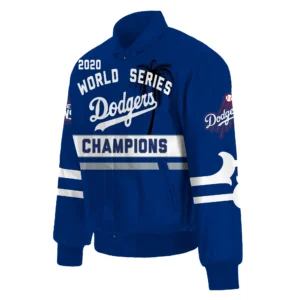 Los Angeles Dodgers 2020 World Series Champions Blue Satin Varsity Jacket