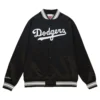Los Angeles Dodgers Lightweight Raglan Double Clutch Black Varsity Jacket