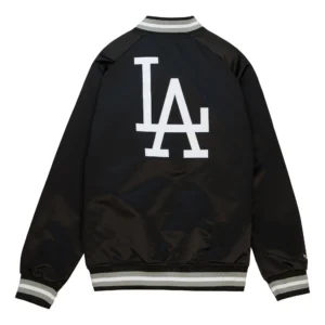 Alternative view of Los Angeles Dodgers Lightweight Raglan Double Clutch Black Varsity Jacket