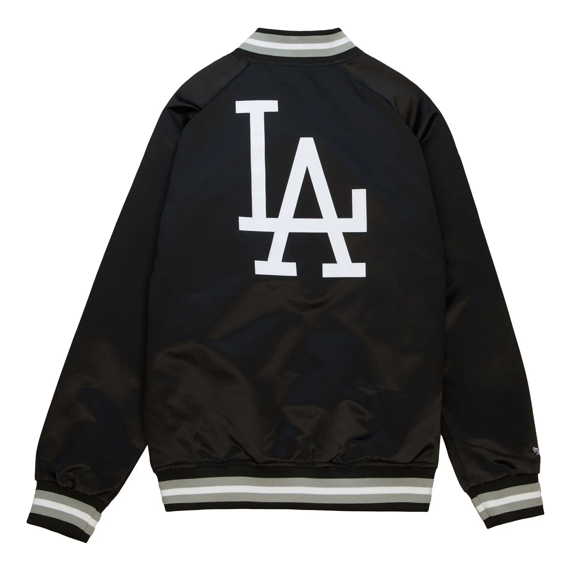 Los Angeles Dodgers Lightweight Raglan Double Clutch Black Varsity Jacket - Image 2
