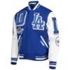 Los Angeles Dodgers Pro Standard MashUp Logo Royal Blue Varsity Jacket