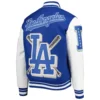 Alternative view of Los Angeles Dodgers Pro Standard MashUp Logo Royal Blue Varsity Jacket