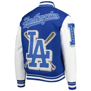 Alternative view of Los Angeles Dodgers Pro Standard MashUp Logo Royal Blue Varsity Jacket