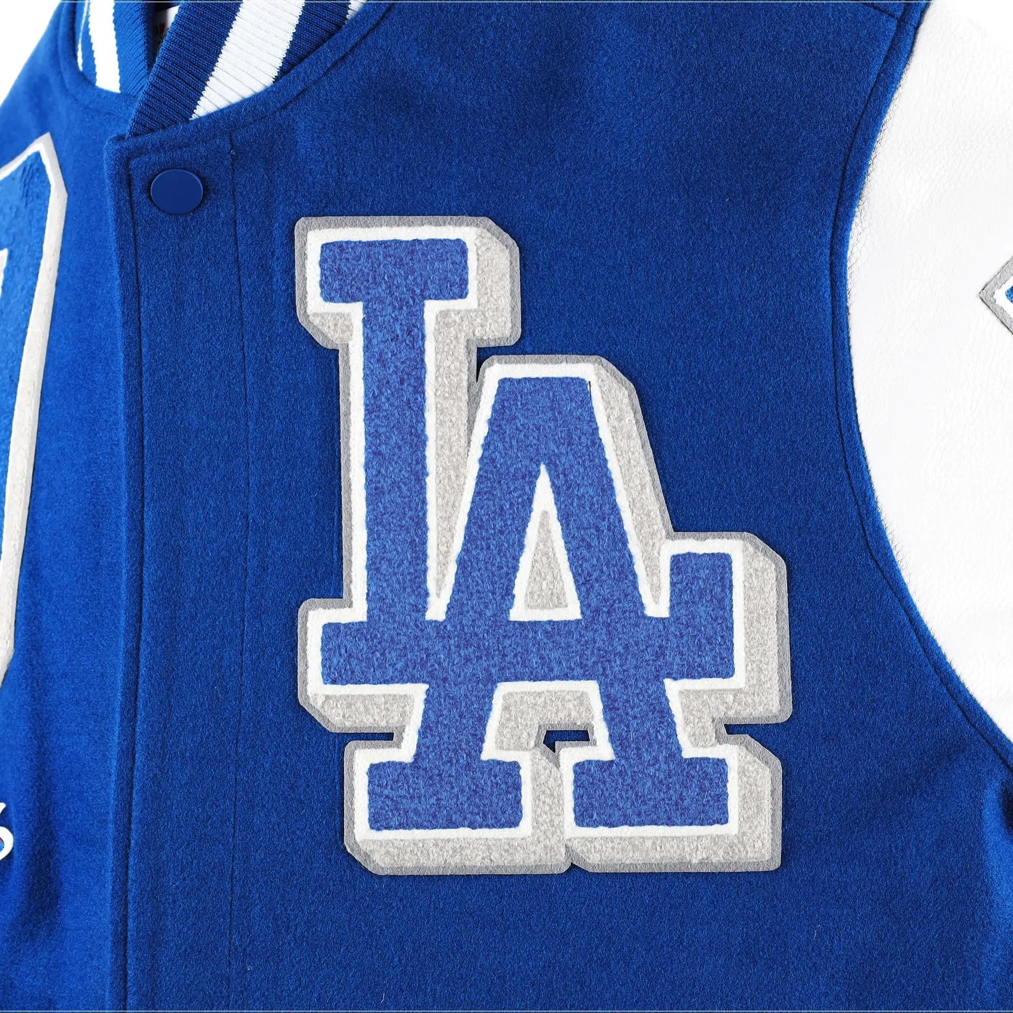 Los Angeles Dodgers Pro Standard MashUp Logo Royal Blue Varsity Jacket - Image 3