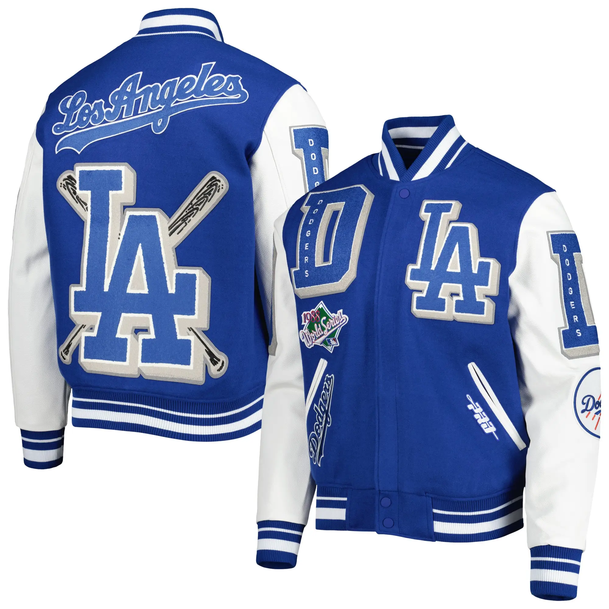 Los Angeles Dodgers Pro Standard MashUp Logo Royal Blue Varsity Jacket - Image 4