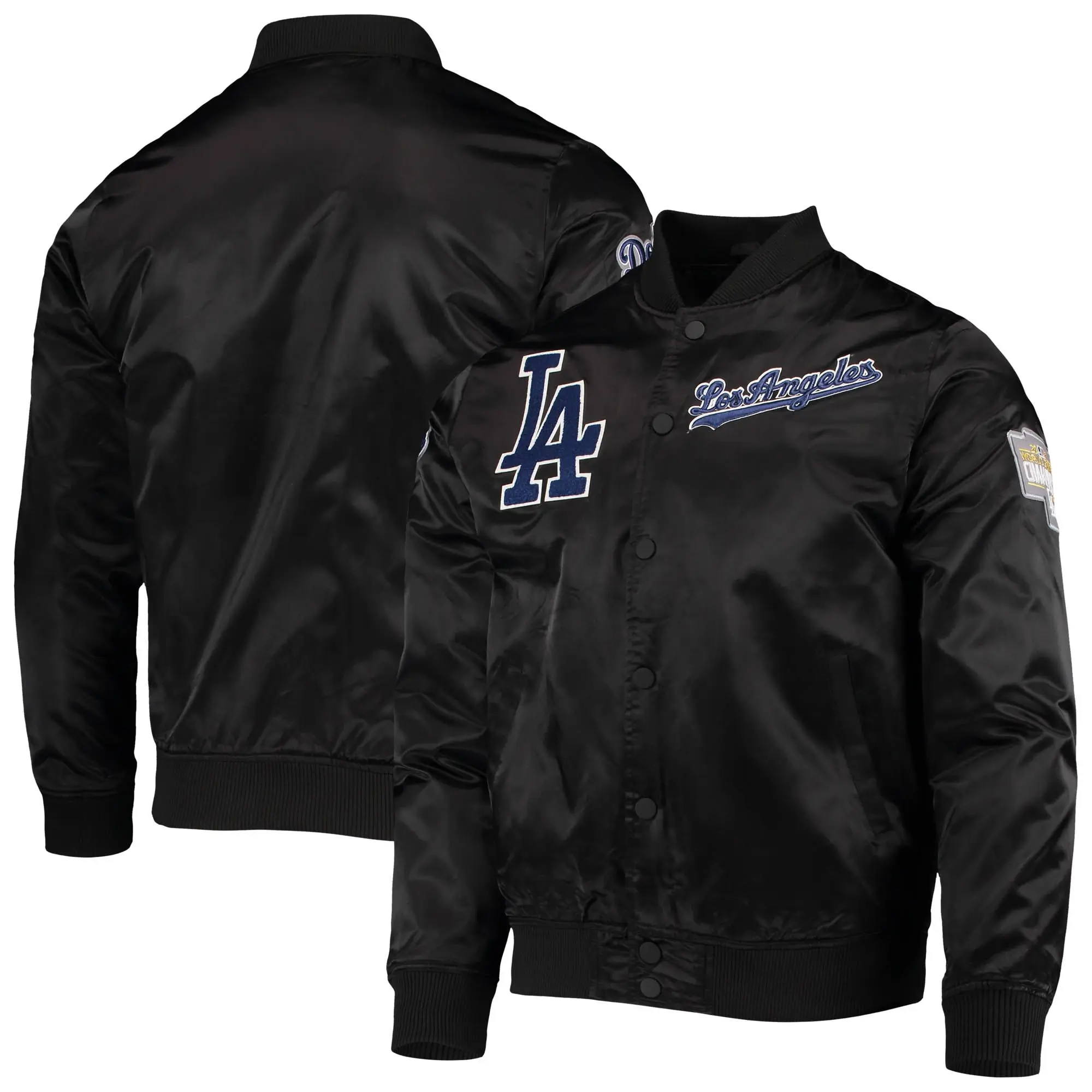 Los Angeles Dodgers Wordmark Black Varsity Jacket - Image 4