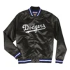 Los Angeles Dodgers Lightweight Raglan Satin Black Varsity Jacket