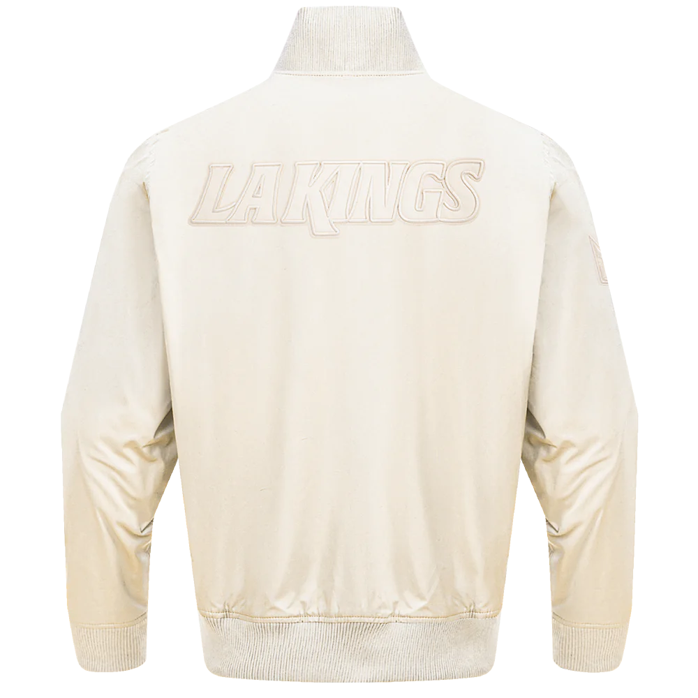 Los Angeles Kings Neutral Full-Zip Satin Varsity Jacket - Image 4