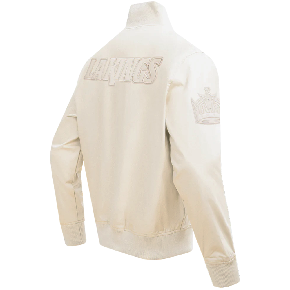 Los Angeles Kings Neutral Full-Zip Satin Varsity Jacket - Image 3