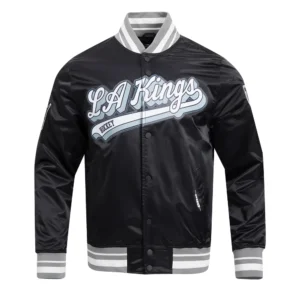 Los Angeles Kings Script Tail Satin Varsity Jacket