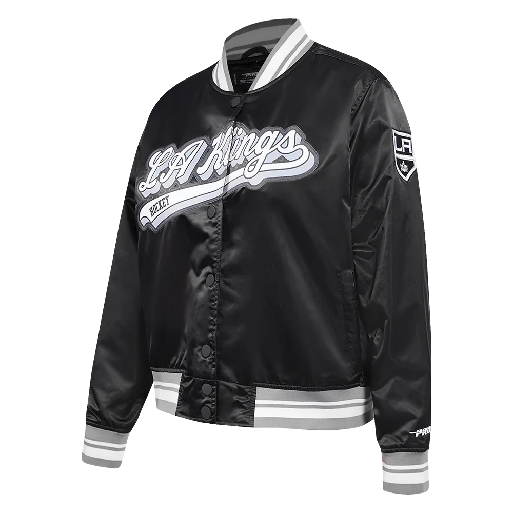 Women's Los Angeles Kings Script Tail Satin Varsity Jacket - Image 2