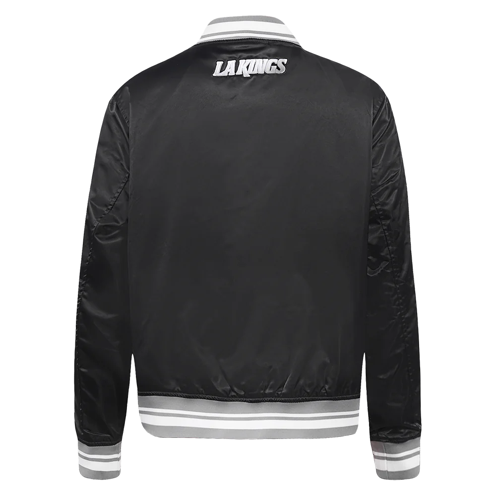 Women's Los Angeles Kings Script Tail Satin Varsity Jacket - Image 4