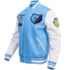 Memphis Grizzlies Men's Classic Rib Wool & Leather Varsity Jacket - Image 4